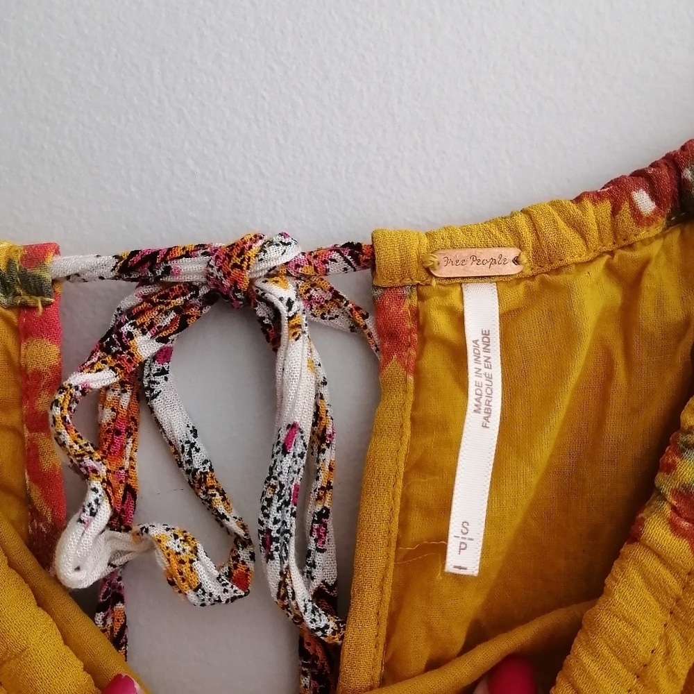 Free People Georgia Floral Wide Leg Yellow Floral Jumpsuit Small - Picture 15 of 17